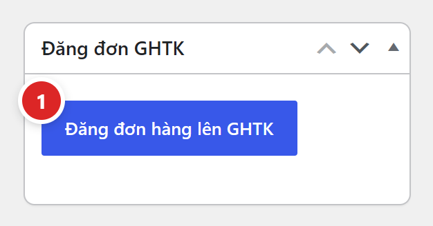 Hộp Đăng đơn GHTK của một đơn chưa đăng, chỉ có một nút Đăng đơn hàng lên GHTK