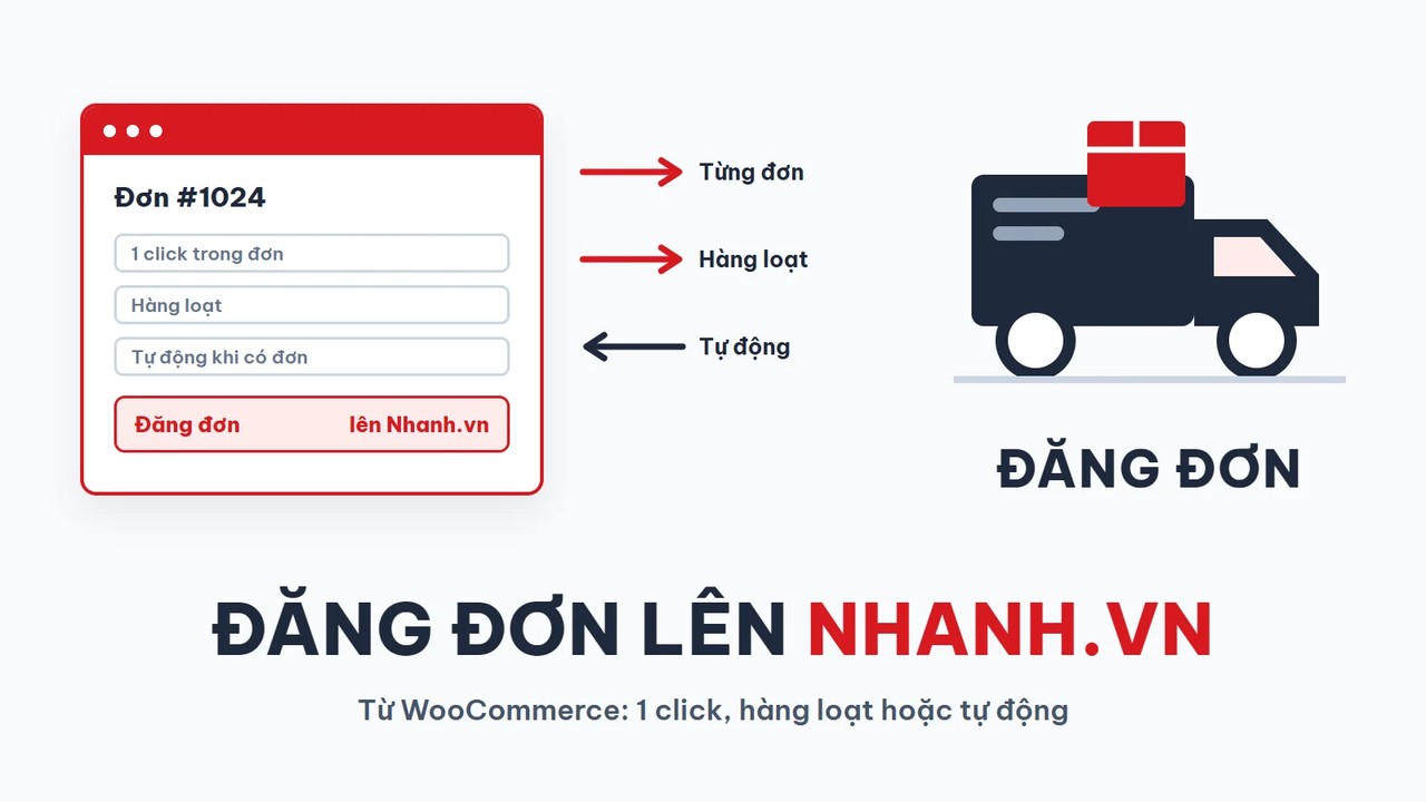 Đăng đơn WooCommerce lên Nhanh.vn: 1 click, hàng loạt, tự động