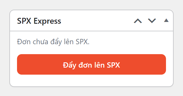 Hộp SPX Express của đơn chưa đẩy, chỉ có dòng chữ Đơn chưa đẩy lên SPX và nút Đẩy đơn lên SPX
