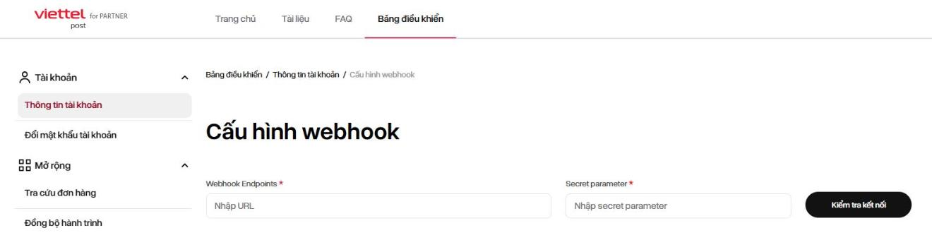 Cấu hình webhook trên trang Partner Viettel Post