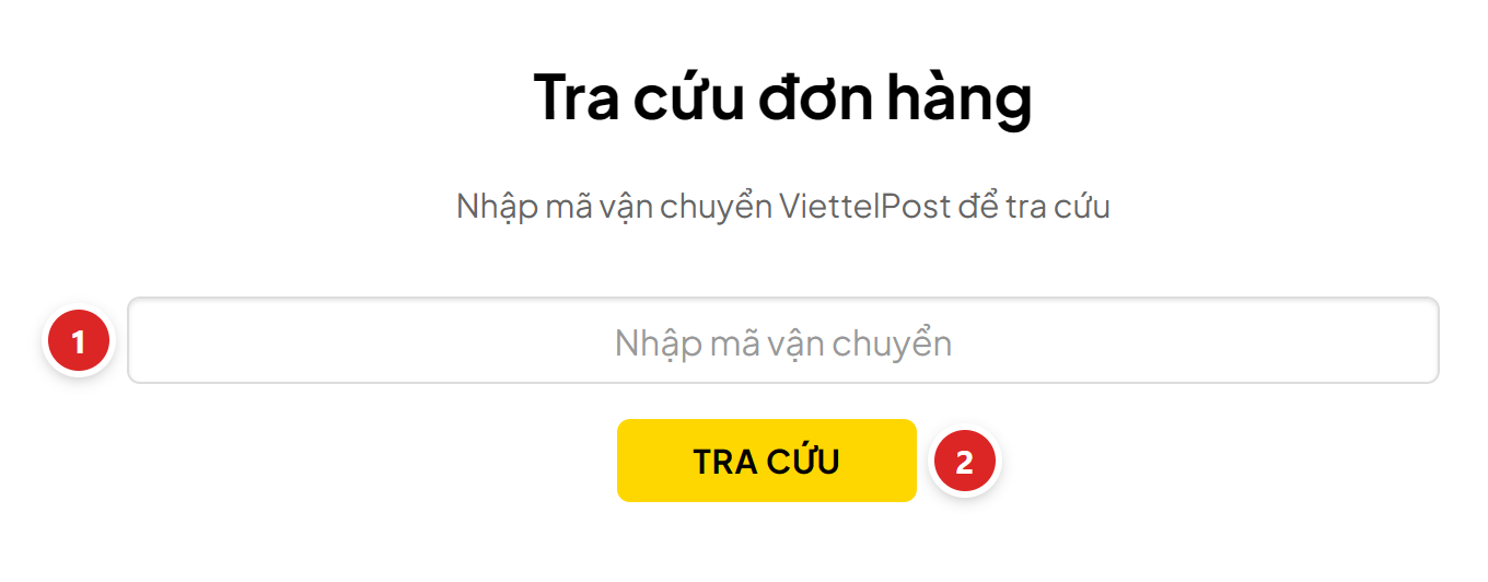 Trang tra cứu đơn hàng với ô nhập mã vận chuyển và nút Tra cứu