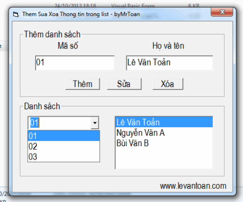 Thêm sửa xóa thông tin vào list trong visual basic