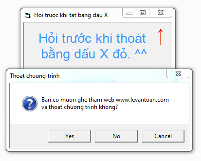 Hỏi Trước Khi Tắt Form Bằng Dấu X Trong Vb