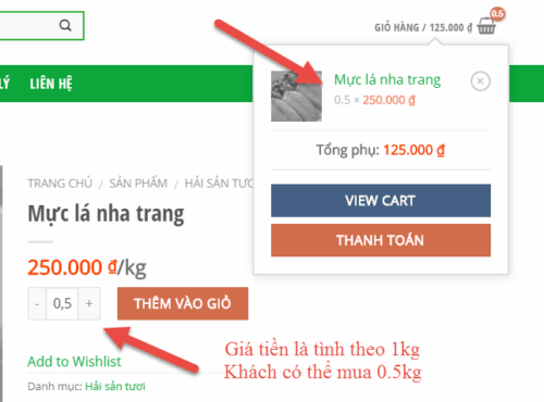Sử dụng số thập phân trong ô số lượng của woocommerce