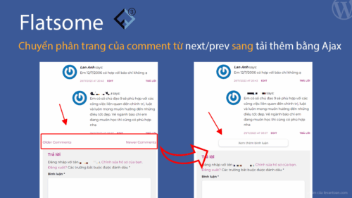 Flatsome: Chuyển phân trang của bình luận bài viết từ “kiểu next/prev” sang “tải thêm bằng ajax”