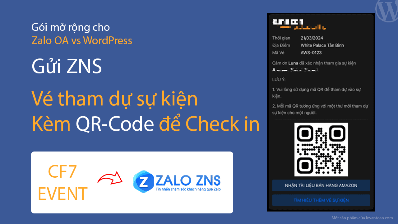 [Add-on] Đăng ký và gửi vé tham dự sự kiện qua Zalo ZNS kèm mã Qr code để check in