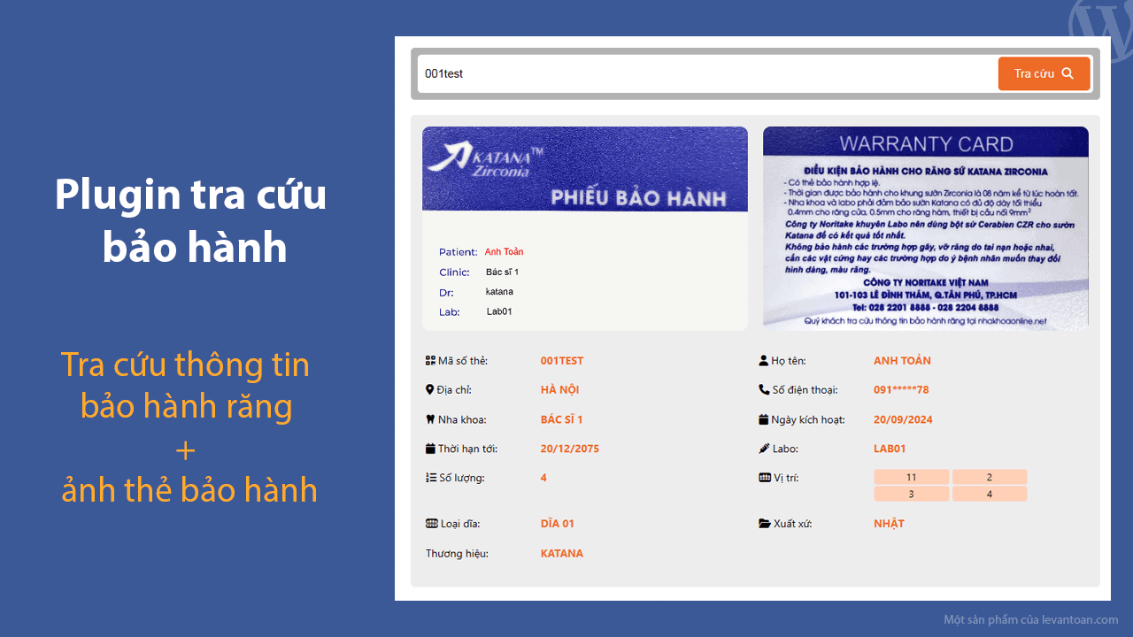 [Dự án] Plugin tra cứu thông tin bảo hành răng cho Khanhlabo