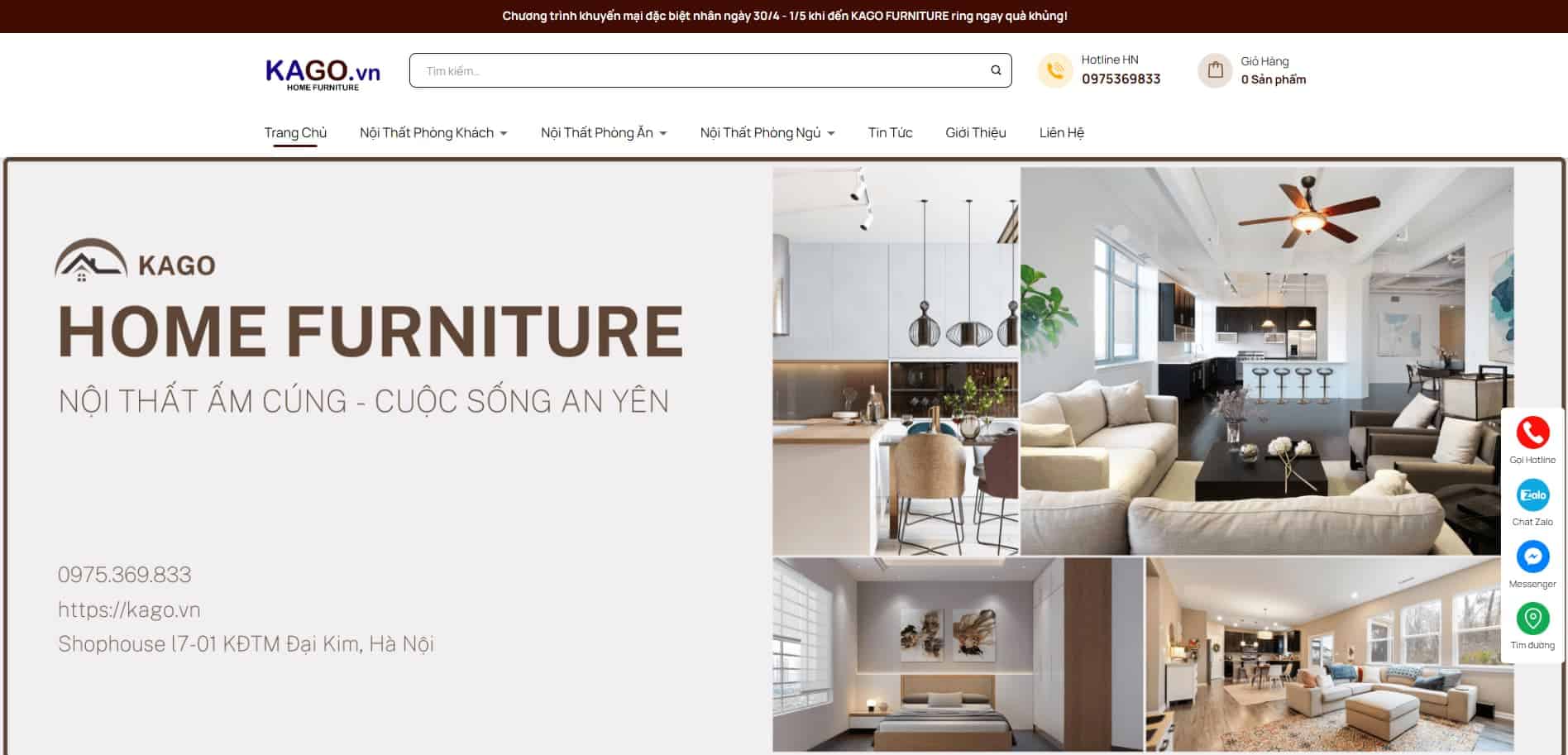 Dự án website nội thất trên WordPress