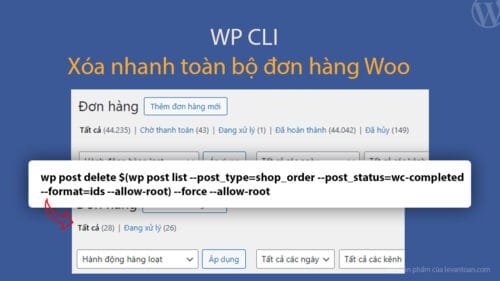 Hướng dẫn xóa nhanh toàn bộ đơn hàng trong Woo bằng WP CLI