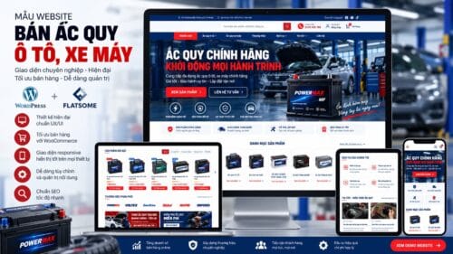Mẫu website bán ắc quy ô tô, xe máy