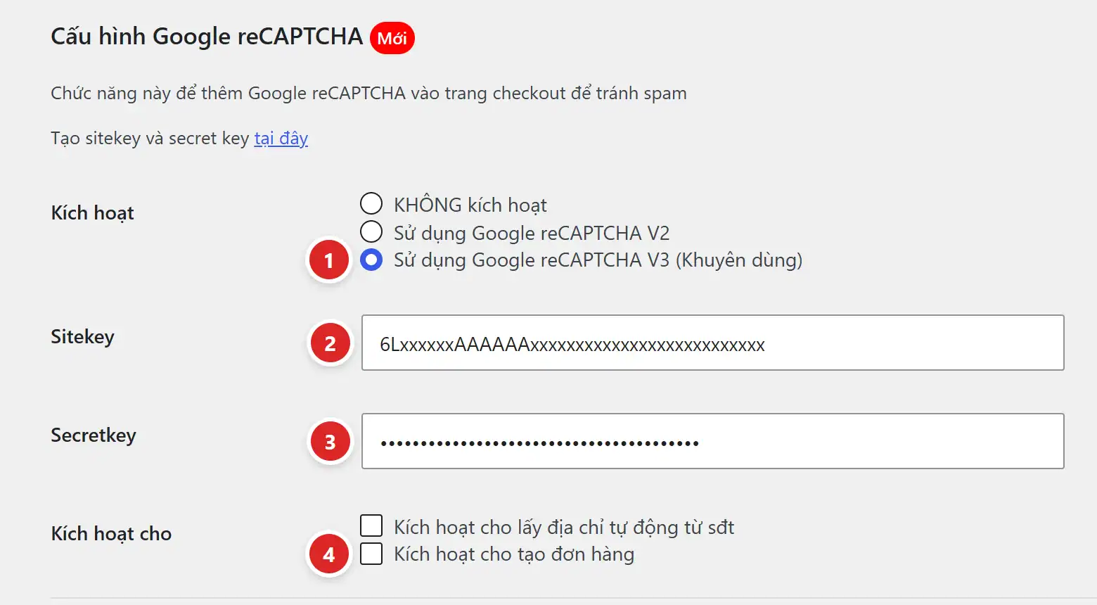 Cấu hình Google reCAPTCHA V2 hoặc V3 cho trang thanh toán WooCommerce