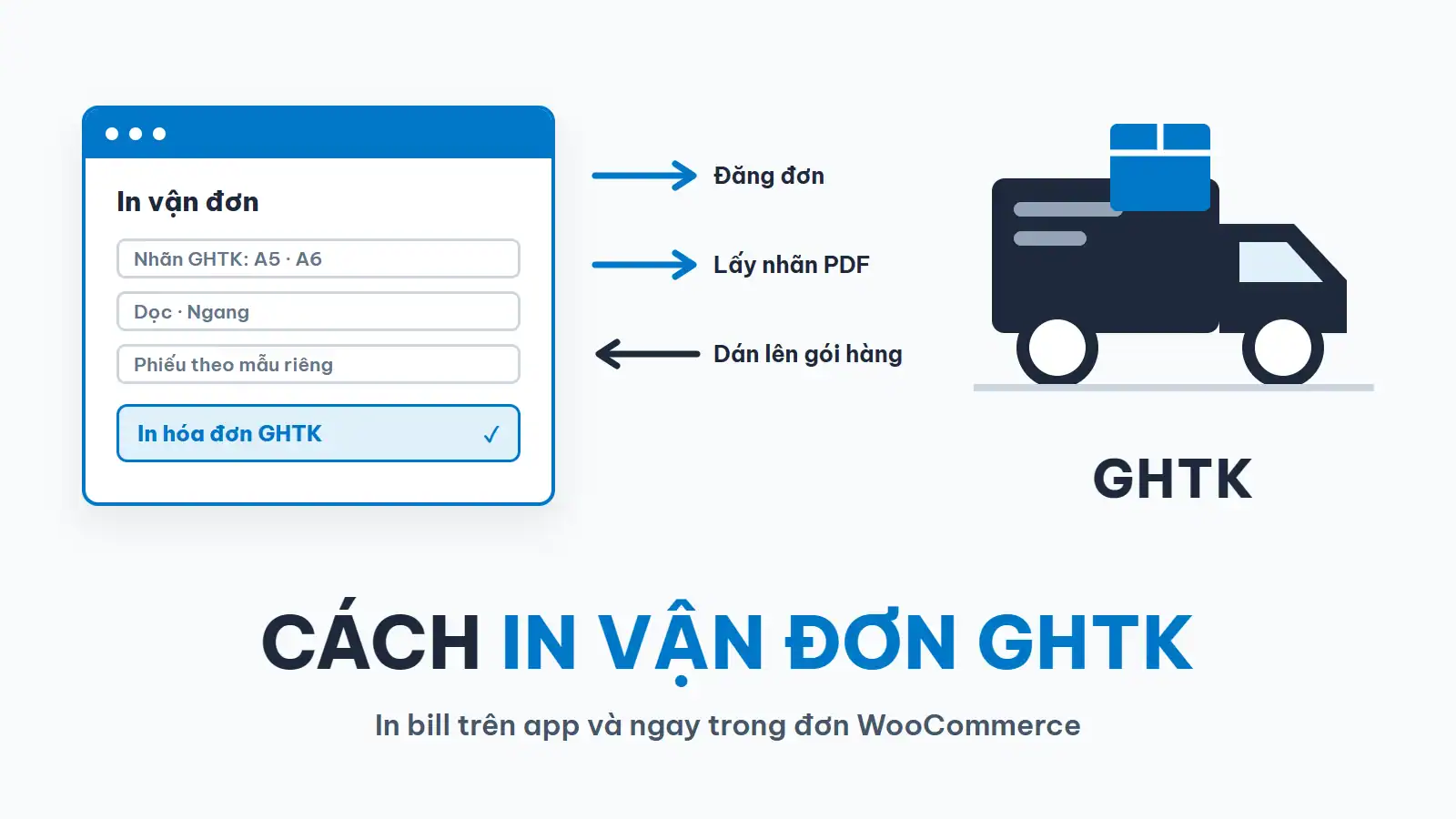 Cách in vận đơn GHTK: in bill khổ A5, A6 trên app và trong đơn WooCommerce